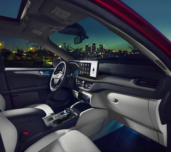 the front interior of an suv