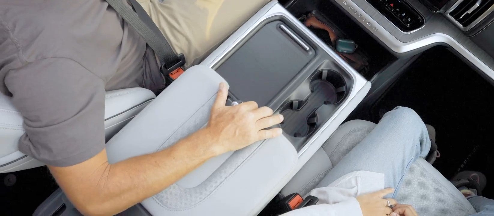 the center console of a ford expedition showcasing the maneuverability