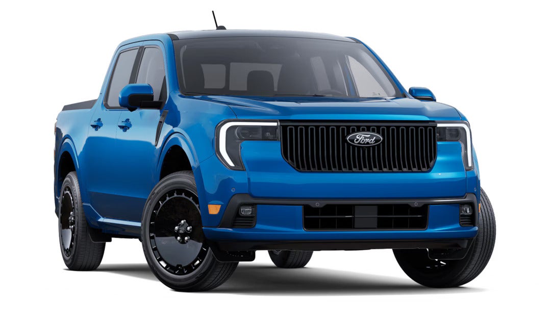 a blue 2025 ford maverick lobo trim level