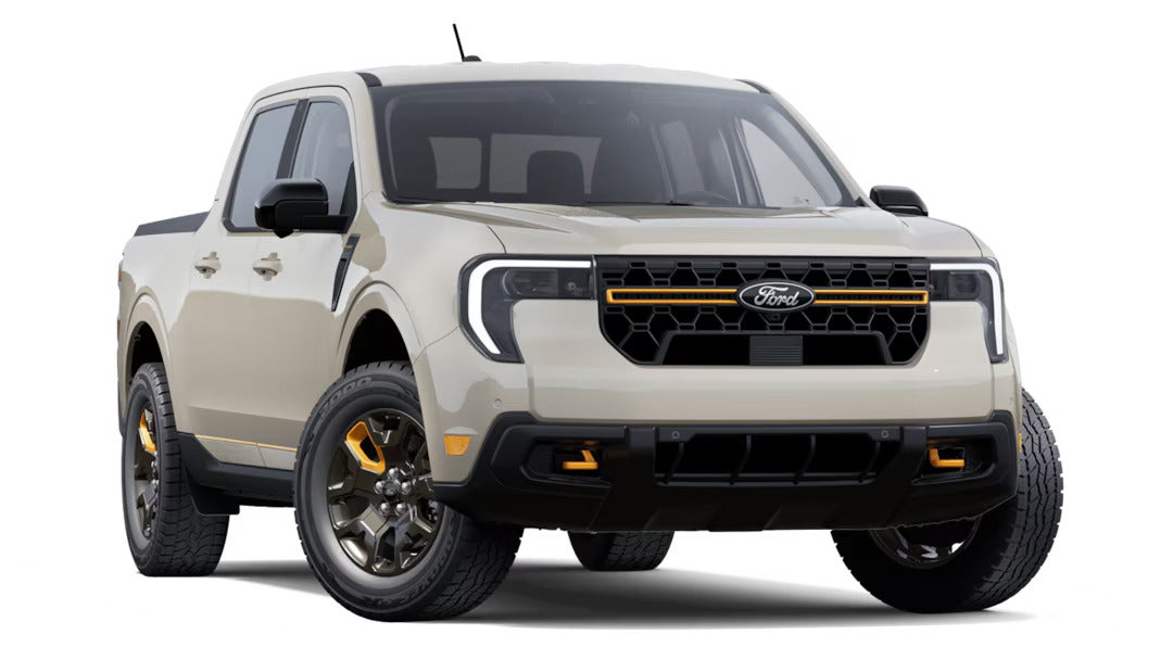 a cream colored 2025 ford maverick tremor trim level